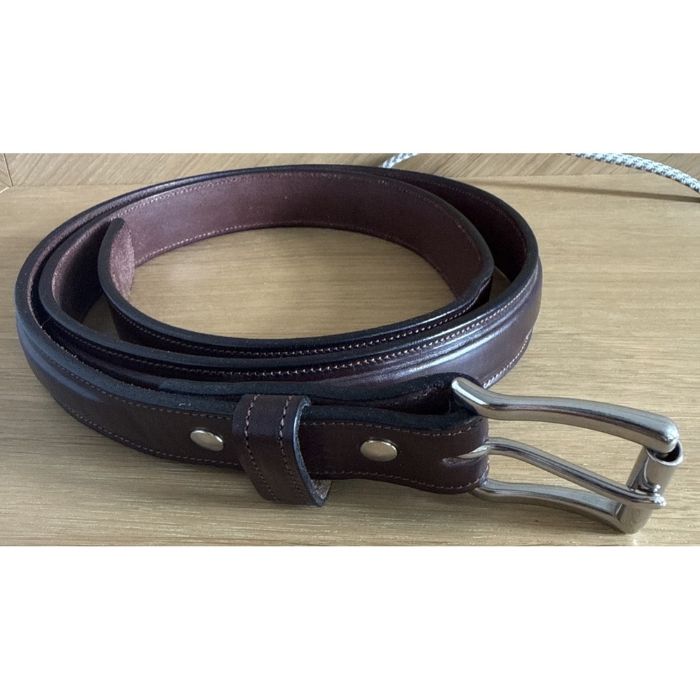 Hanks Belts The Esquire 100 Year Brown Leather Made in USA Sz 48 Belt Stitched